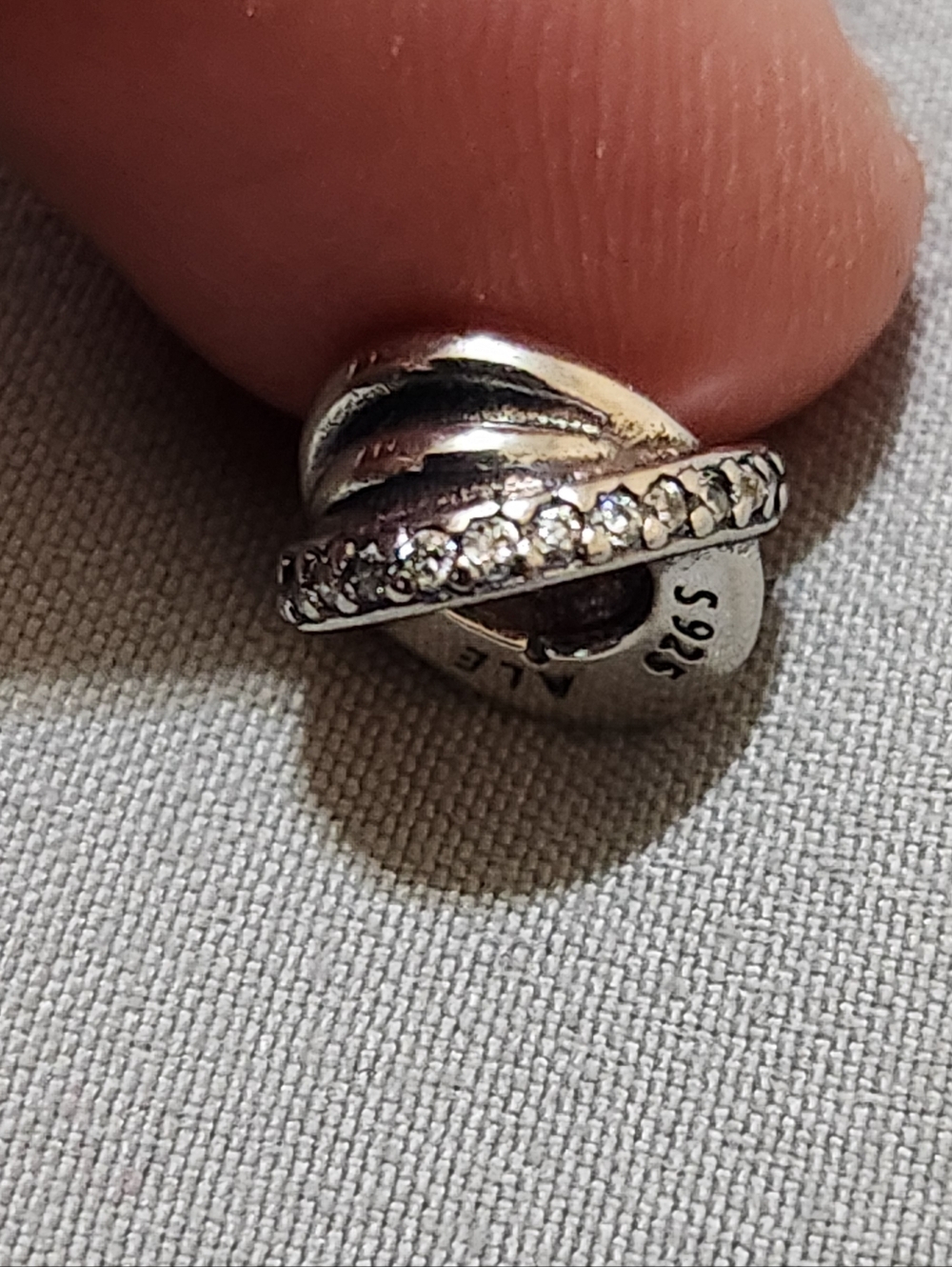 Auth. Pandora Sparkling & Polished Lines Spacer Charm In Sterling Silver - Picture 3 of 5
